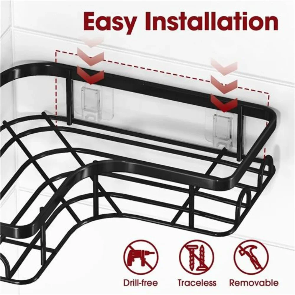 2 Pack, Adhesive Shower Organizers, Rustproof Stainless Steel Shower Shelves